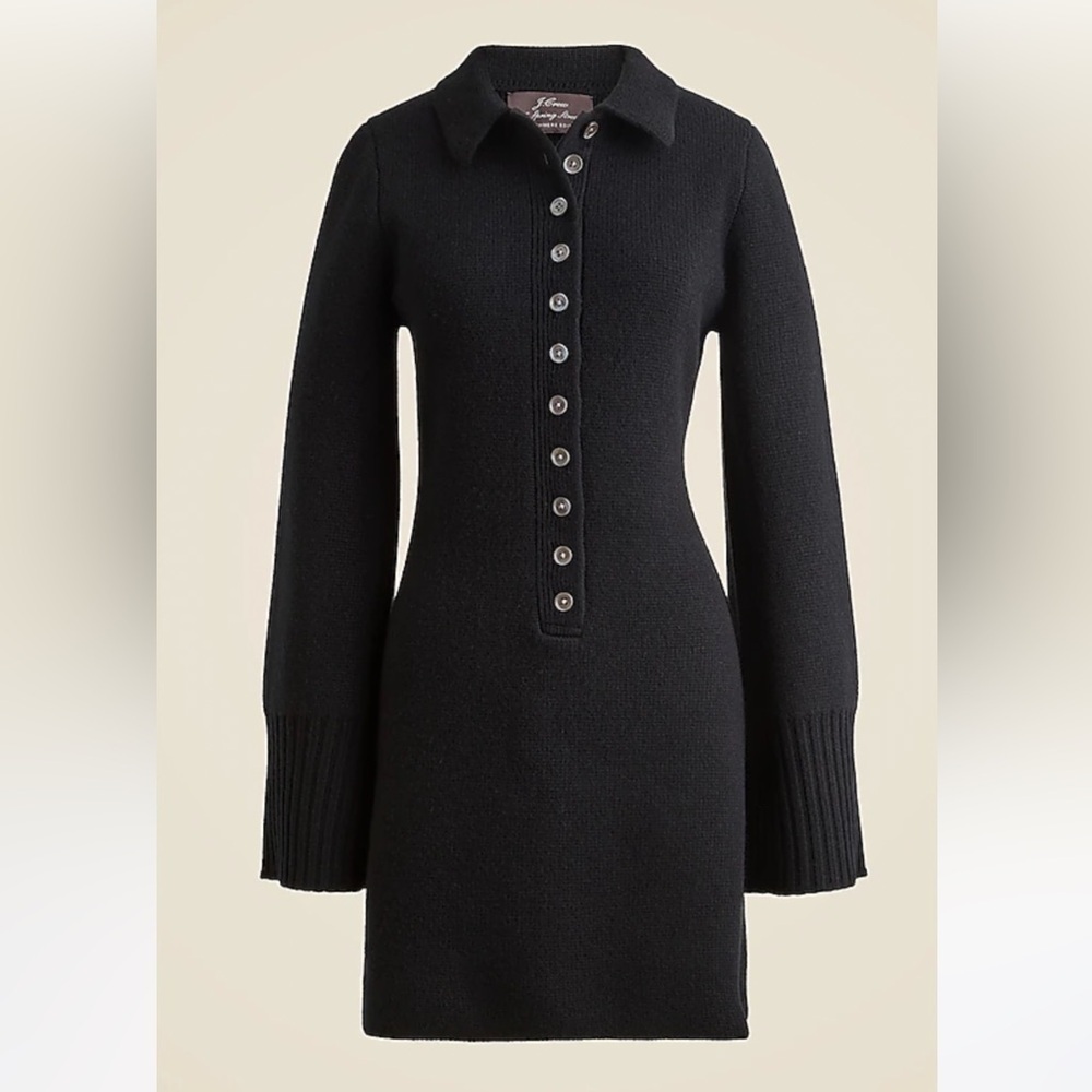 NEW J.Crew Spring Street cashmere polo sweater-dress Size XXL Black